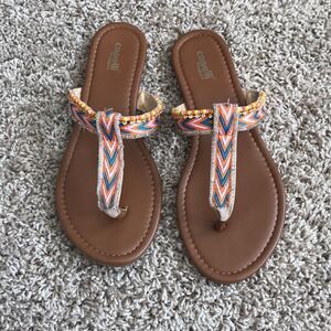 Like New Aztec Tribal Beaded Sandals